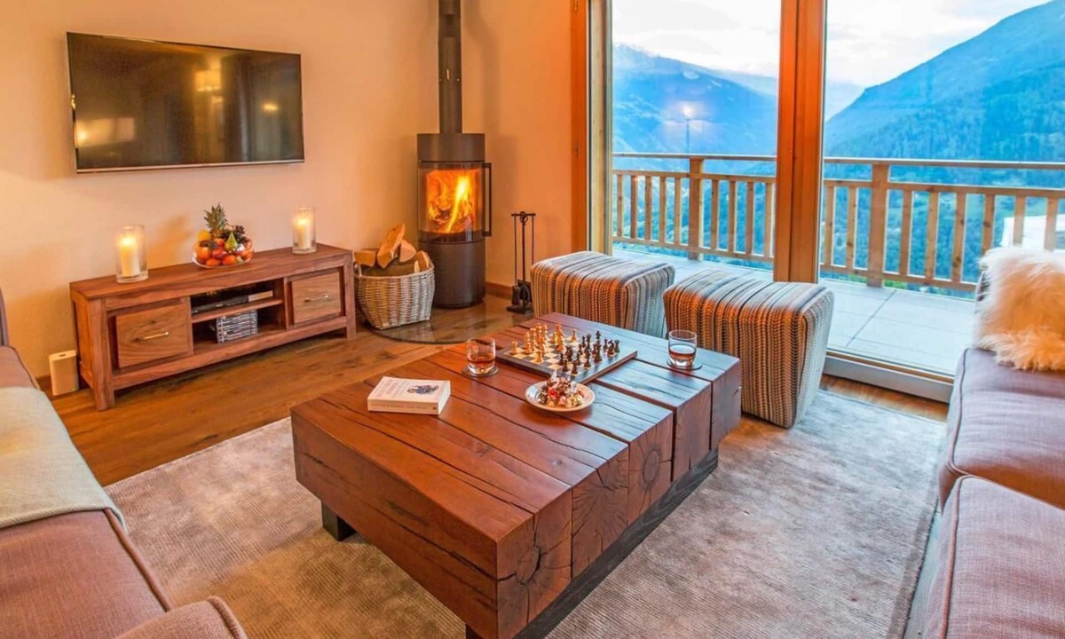 Terrace Fireplace Stove Ski Locker Thyon | Heremence