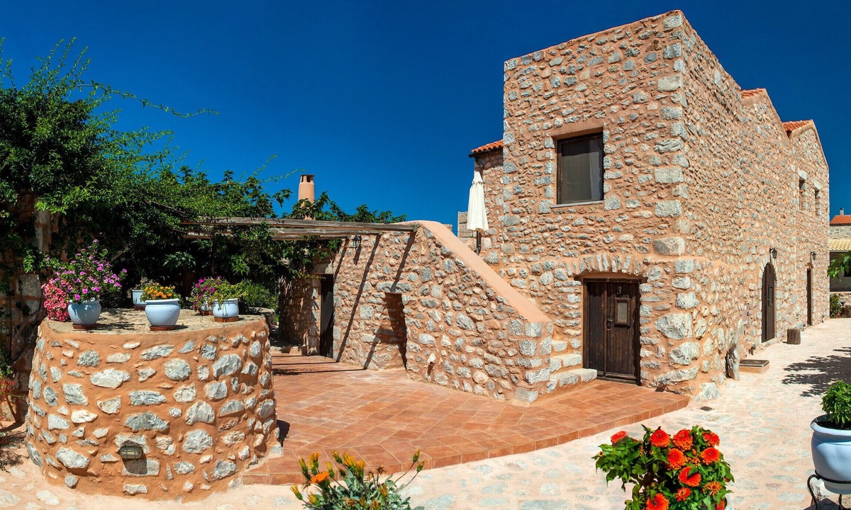 Stone Built Olive Grove Beach Mani | Omales