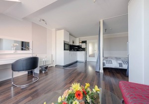1-room apartment directly on the beach promenade with sea view and beach chair
