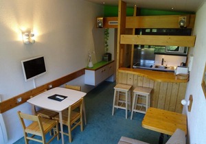 50m from resort center, 16th floor, view ski slopes, balcony, fireplace or stove, tv, 29m², Les Arcs