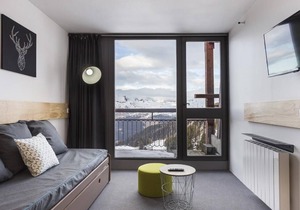 50m from ski slopes, 10th floor, view mountain, balcony, 29m², Les Arcs