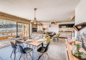 50m from ski slopes, 7th floor, fitness, swimming pool, sauna, hammam, balcony, tv, ski locker, 72m²