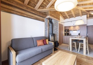 50m from ski slopes, fitness, swimming pool, sauna, hammam, balcony, fireplace or stove, tv