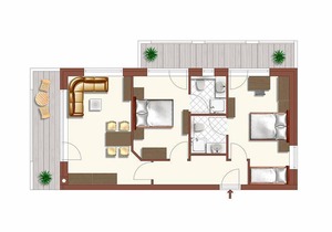 70 m² Apartment ∙ 2 bedrooms ∙ 5 guests