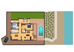 Achilles Beach Villa Thio: Large Private Pool, Walk to Beach, Sea Views, A/C