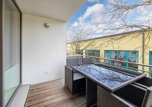 Beautiful vacation apartment with balcony, underfloor heating & only 150 m to the Baltic Sea beach