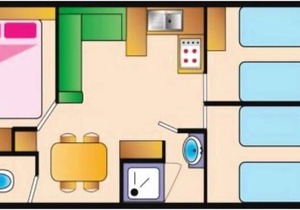Camping Les Amandiers**** - Mobil Home 4 Rooms 6 People