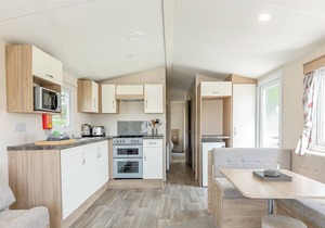 Comfortable and spacious caravan with one double and one twin.