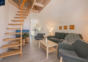 Comfortable vacation apartment with covered balcony and sea view in Koserow