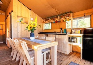 Contemporary secluded lodge with extra privacy and outdoor space.