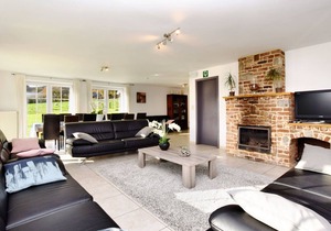 Detached natural stone house with sunny garden and terrace, modern interior