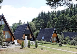 Detached chalet with terrace near a swimming lake