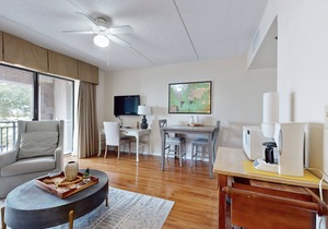 Dog-friendly downtown condo with riverfront balcony - walk to shops & eateries