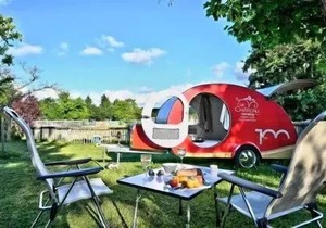 Flower Camping Le Château * - Mobile home Comfort 27m2 2 bedrooms + covered terrace - without tv-without air conditioning 4 people