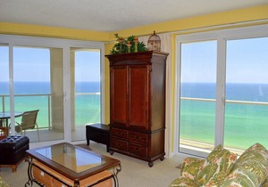 Gorgeous 180* views of the Gulf & beach with unique, wrap-around balcony!