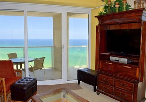 Gorgeous 180* views of the Gulf & beach with unique, wrap-around balcony!