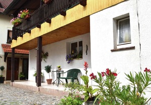 Holiday home in Thuringia with private terrace, use of a garden and pool