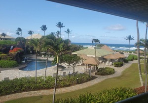 KAUA'I BEACH RESORT-BEACHFRONT, OCEAN VIEW, POOLSIDE VIEW FROM YOUR LANAI