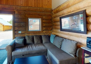 Lakefront wilderness resort cabin with deck, full kitchen, & internet