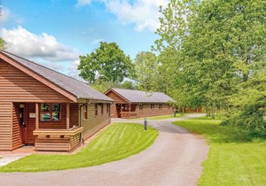 Lodge with one king-size double with en suite bathroom with shower.