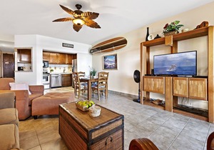 Lush tropical setting steps away from sea breezes