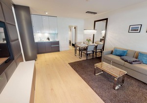 Luxury apartment 0.11 with sauna, beach chair, loungers and large terrace.