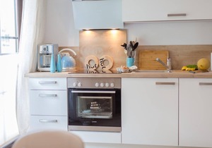 Maritime maisonette with balcony, garden, sauna house and only 300m to the beach.