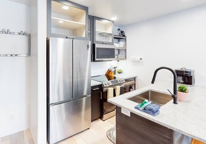 Modern condo with high-speed WiFi, wood-burning fireplace, & private W/D