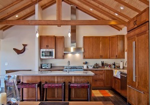 New construction home with large deck on Seadrift Lagoon