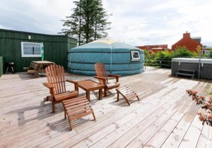 Orange Yurt with Hot Tub- Sleeps 3 Parking & WiFi