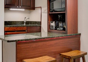 Recently updated, modern lodge room with open loft bedroom.