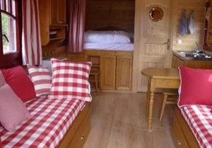 Roulotte bucolique en bois avec terrasse, Vallée de la Sarthe - FR-1-410-188