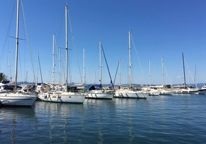 Sail boat at berth island of Porquerolles