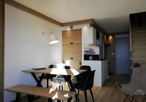Ski-in/ski-out & foot of the slopes, 4th floor, view valley, balcony, tv, ski locker, 57m², Les Arcs
