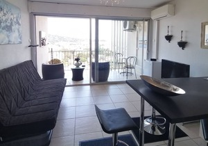 Studio with panoramic sea/city views air cond. wifi parking swimming pool tennis