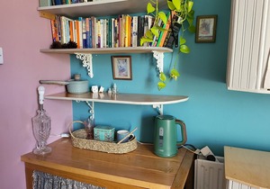 Study or holiday. Close to city, quiet, with trees and river view to the west.