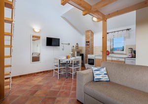 The three functionally furnished apartments are located in the small island village of Gabonjin, not