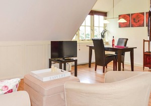 This vacation apartment is located in a farmhouse on the second floor.