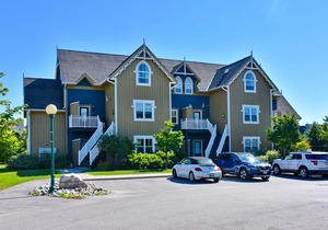 Two-story condo with patio, fireplace, grill, & heated pool - dog-friendly
