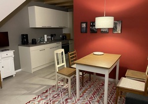 Vacation apartment in new wooden building with open kitchen