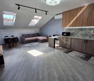 Lviv City Center Apartment | Простора сімейна оселя у серці міста Львів бічна ПЛОЩА РИНОК кухня-студія та спальня 2 кондиціонери