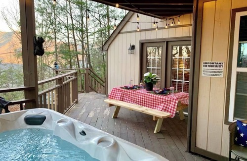 Chalet Village Ski Chalet | 2/2 Borders GSMNP and Steps from Cove Mountain Trail: Private Hot Tub & Game Rm
