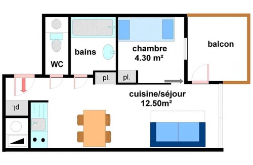 Lanslevillard Apartment | 22 m² Apartment ∙ 1 bedroom ∙ 4 guests