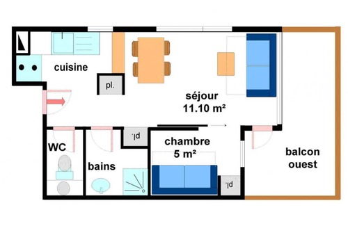 Lanslevillard Apartment | 28 m² Studio flat ∙ 1 bedroom ∙ 4 guests