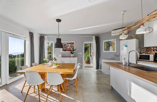 Gornje Sitno Villa | 4 bedrooms, 4 bathrooms, heated 33 sqm Swimming pool, Softub Whirpool, Playground, distant sea views and spectacular sunsets above town Split
