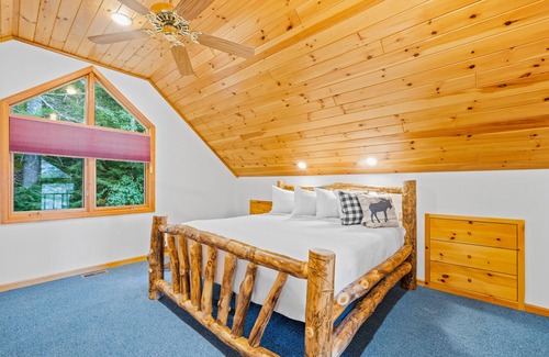 Adirondack House | 8.5-acre lakefront retreat with private beach, deck, grill, firepit, & game room