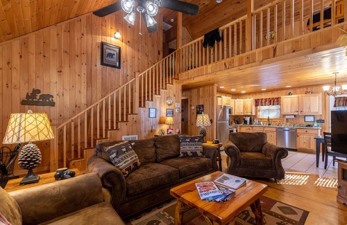Boone Cabin | A Bears Hill Log Cabin in Boone with hot tub large yard and pond