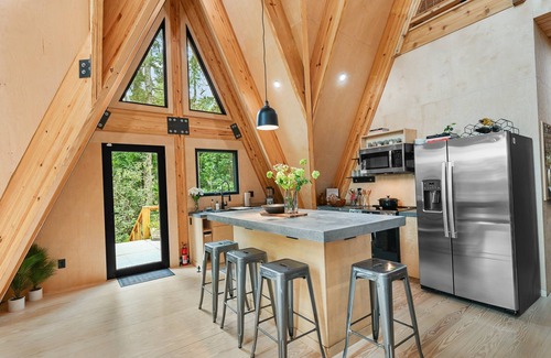 Valley Hill House | A-Frame Nest: Modern A-Frame | 3BR + Loft | Hot Tub & Fireplace