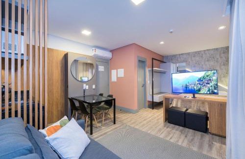 Centro Apartment | AION suítes 202 - Compacto e luxuoso Loft - Rooftop com piscina e academia - À poucos passos da praia