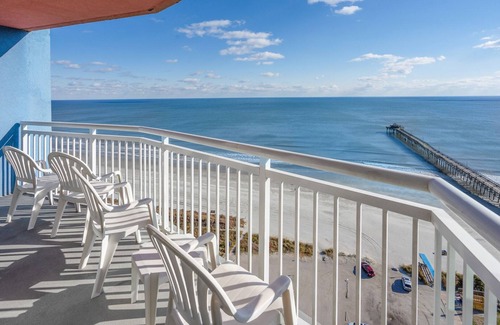 Cherry Grove Beach Condo | Amazing Views & Amenities at Ritzy Oceanfront Family Condo Resort, Restaurants-North Myrtle Beach